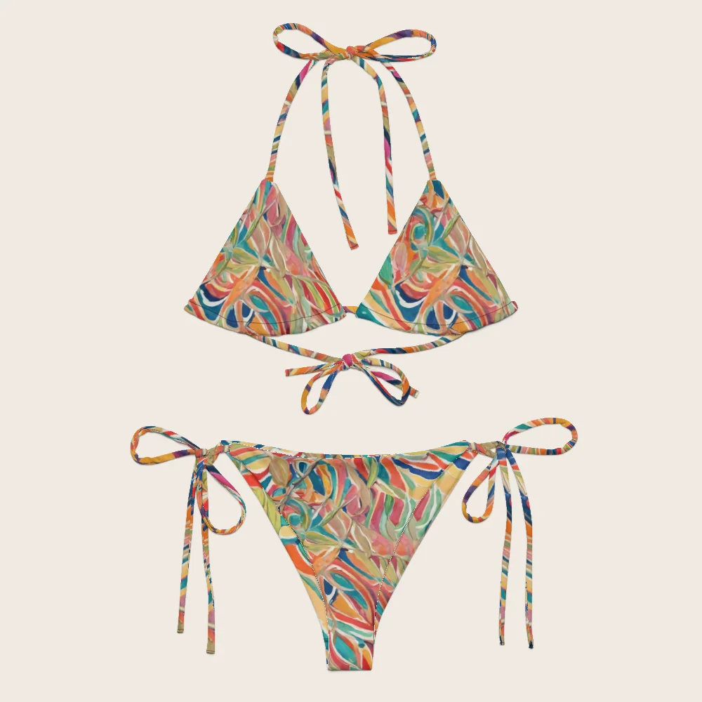 String Bikini on model