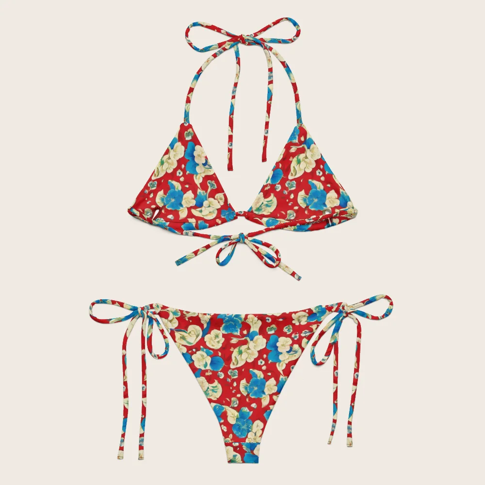 String Bikini on model