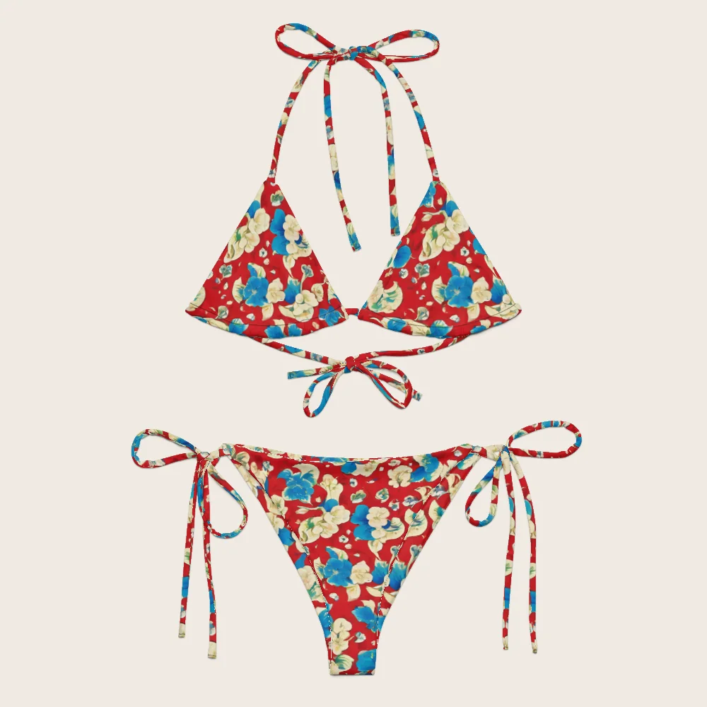 String Bikini on model