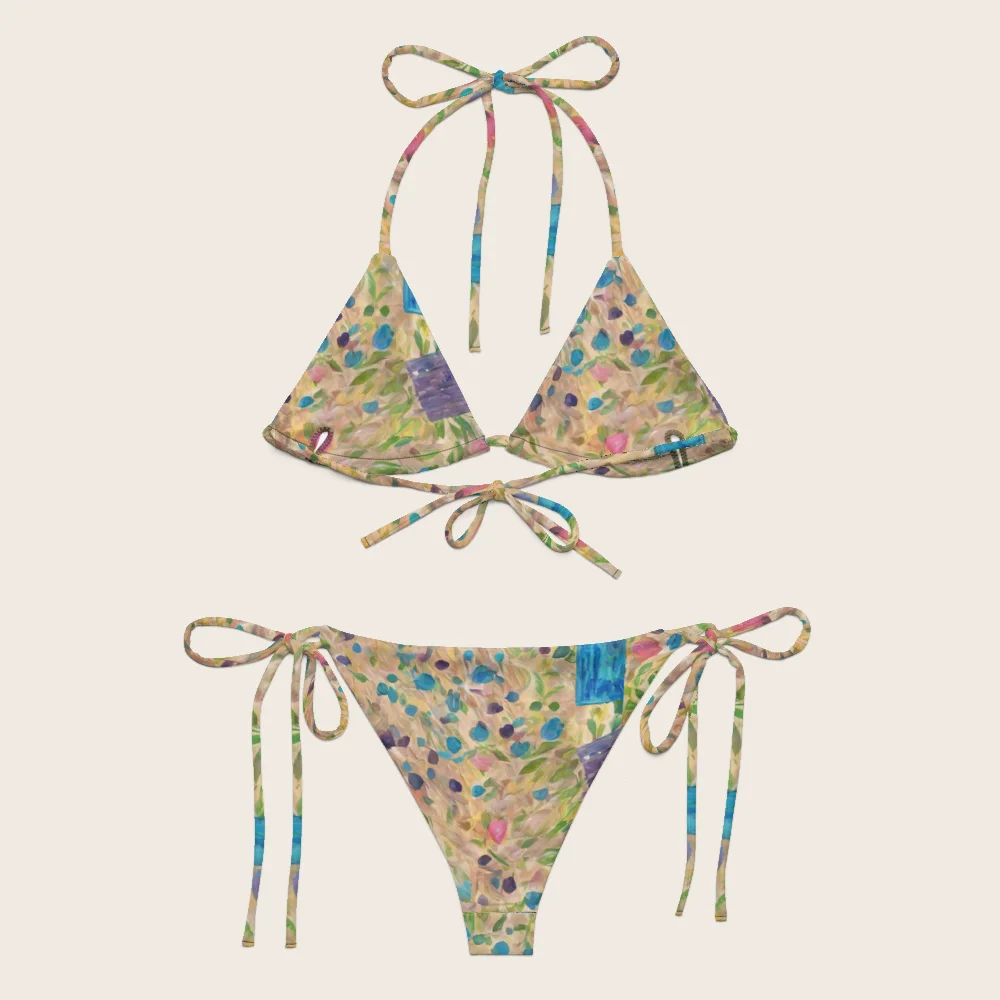 String Bikini on model