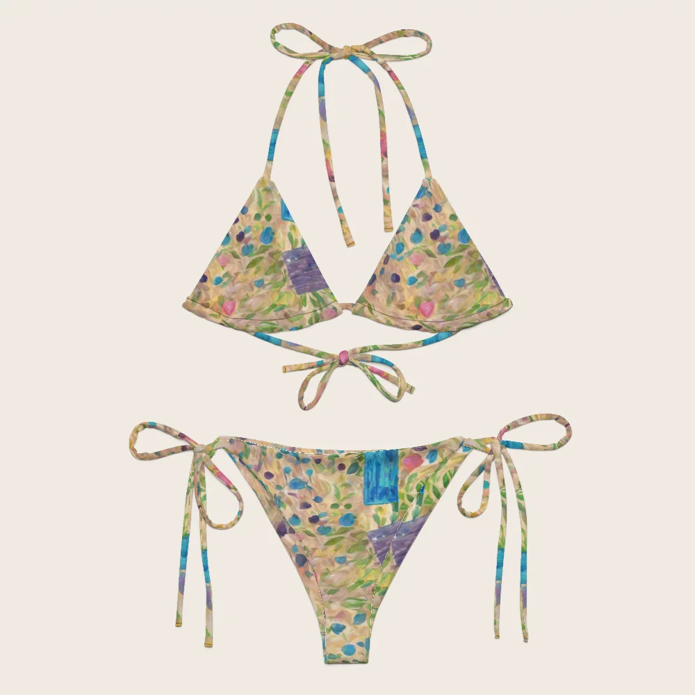 String Bikini on model