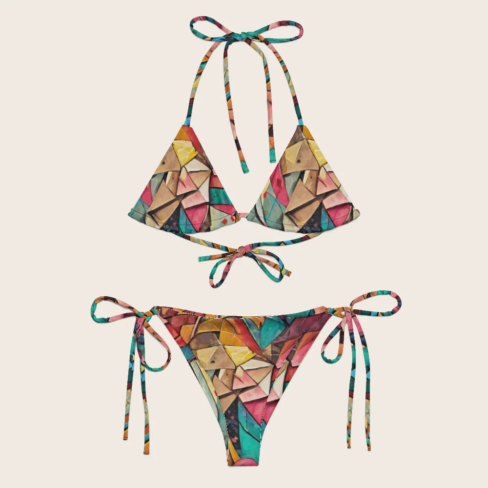 String Bikini on model