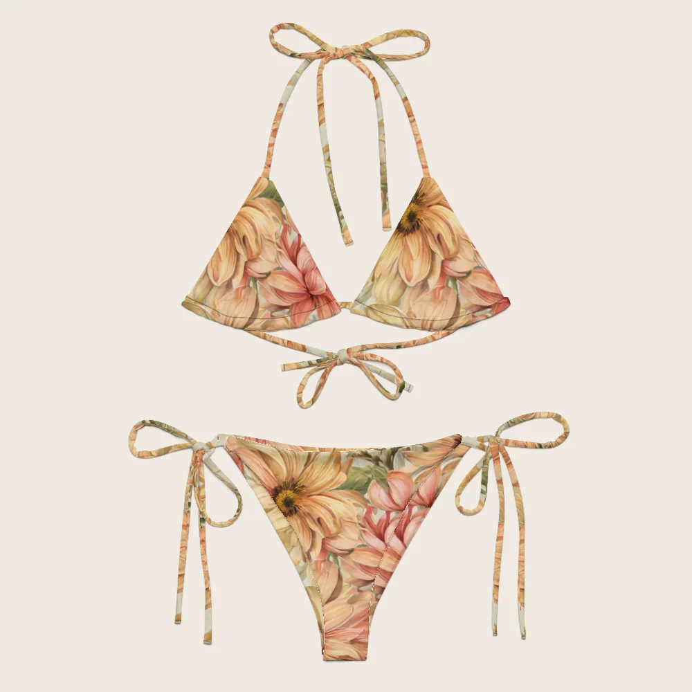 String Bikini on model