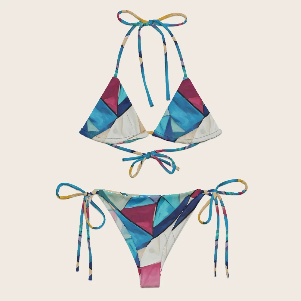 String Bikini on model