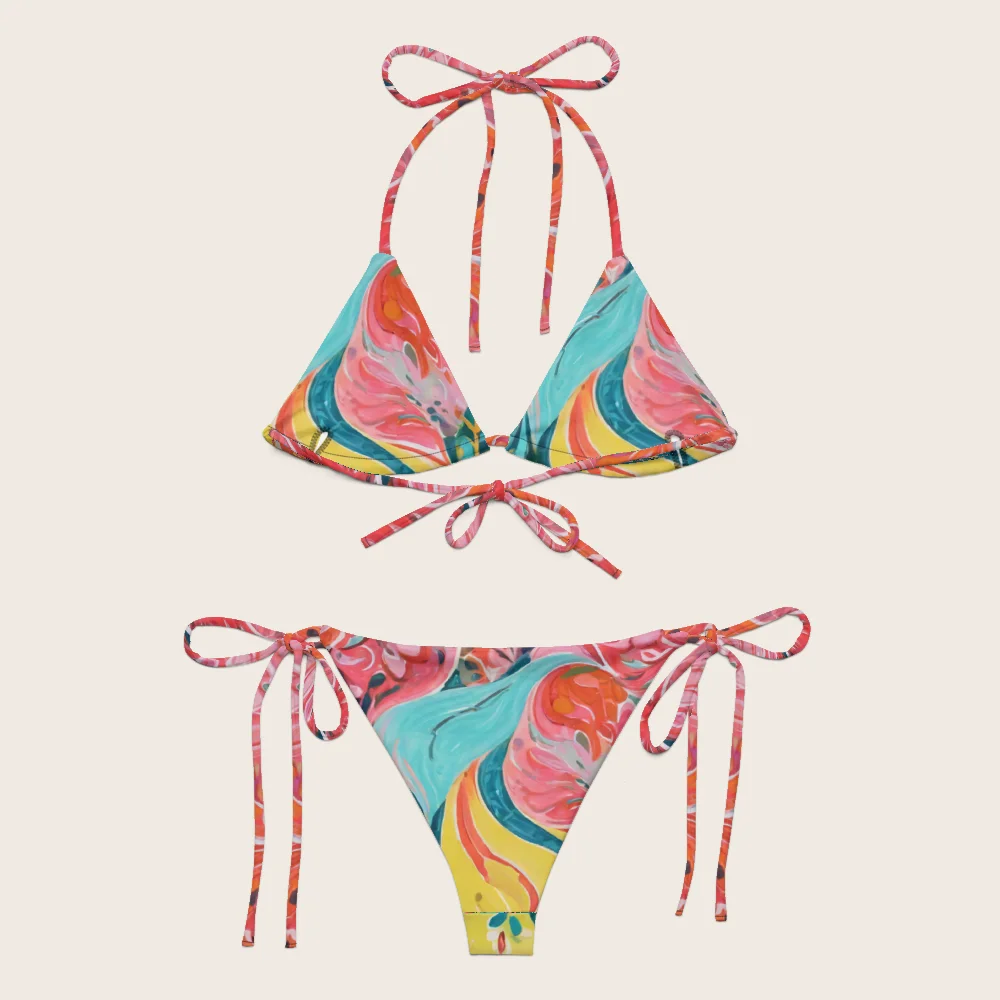 String Bikini on model