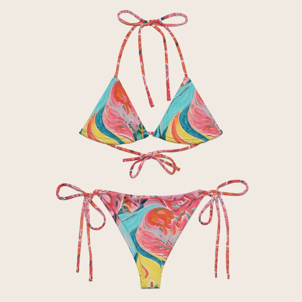 String Bikini on model