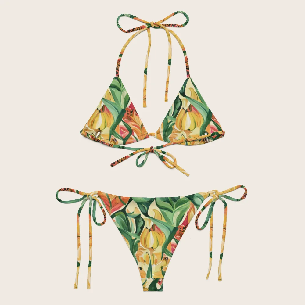 String Bikini on model
