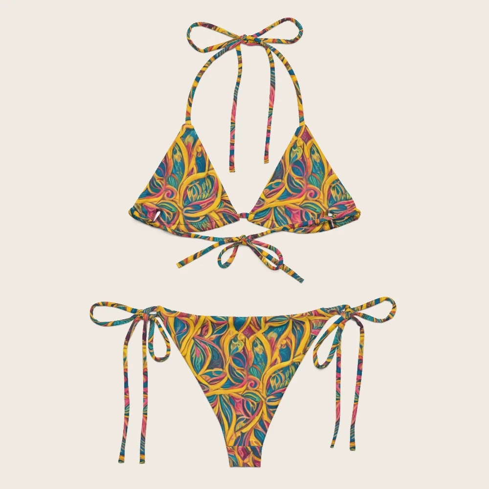 String Bikini on model
