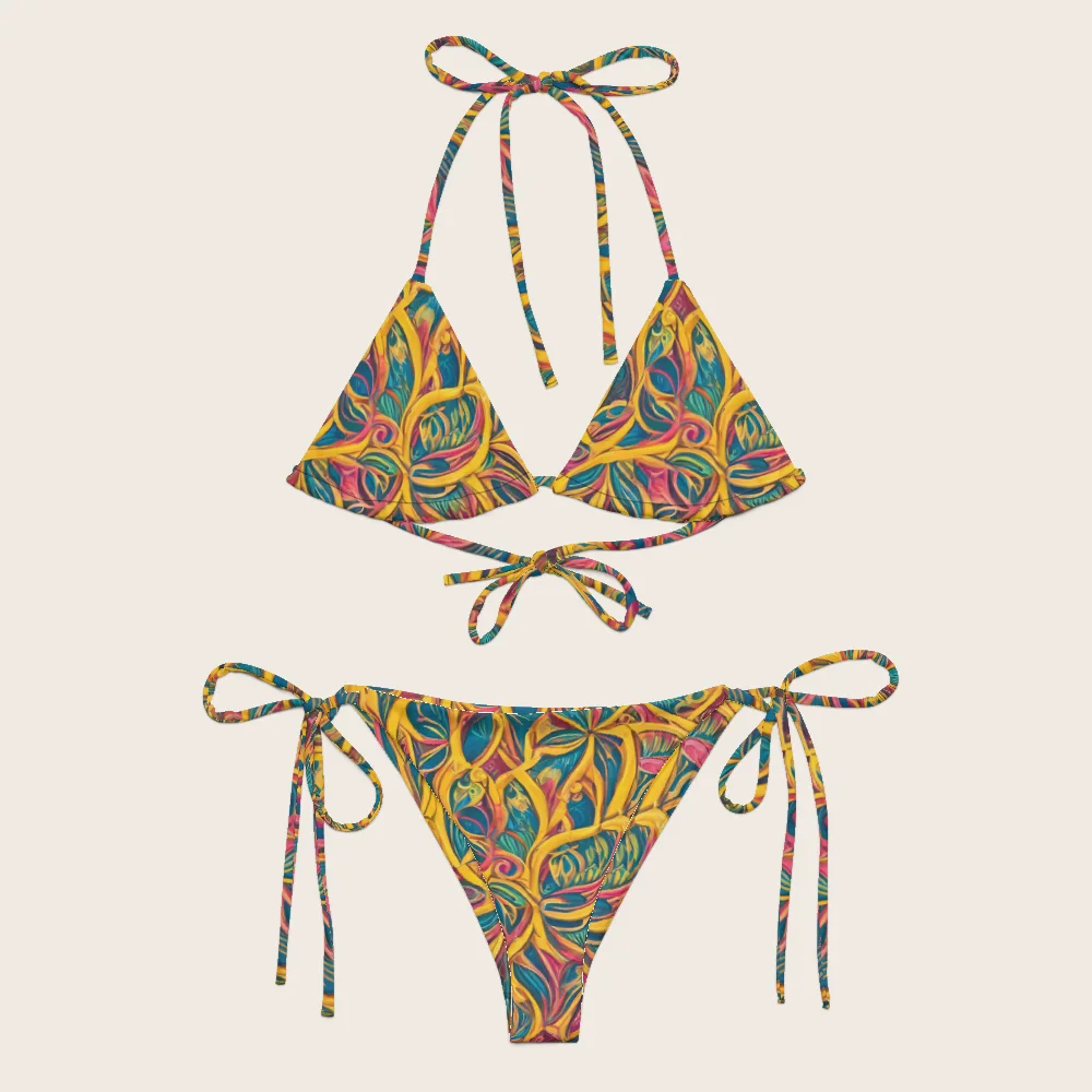 String Bikini on model