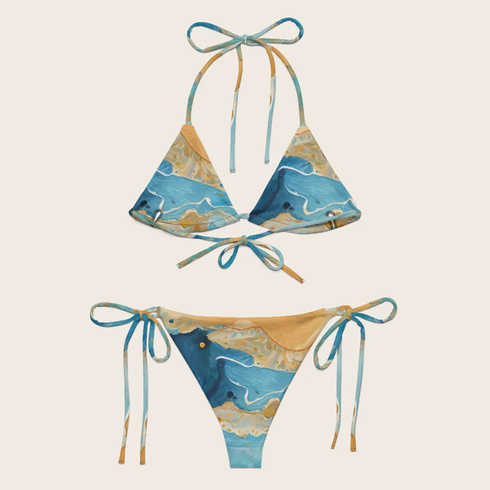 String Bikini on model