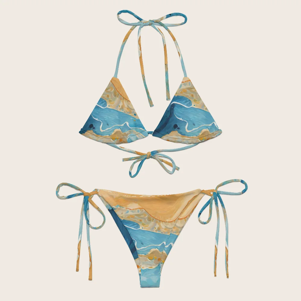 String Bikini on model