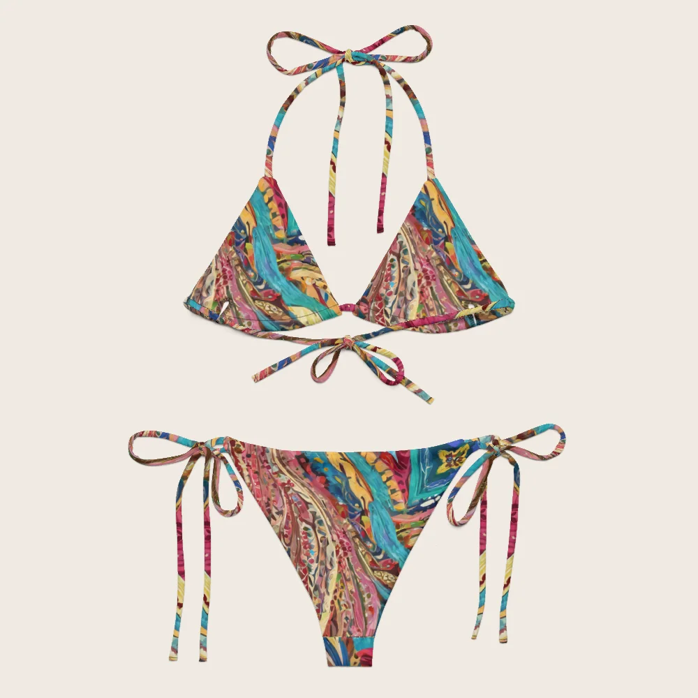 String Bikini on model