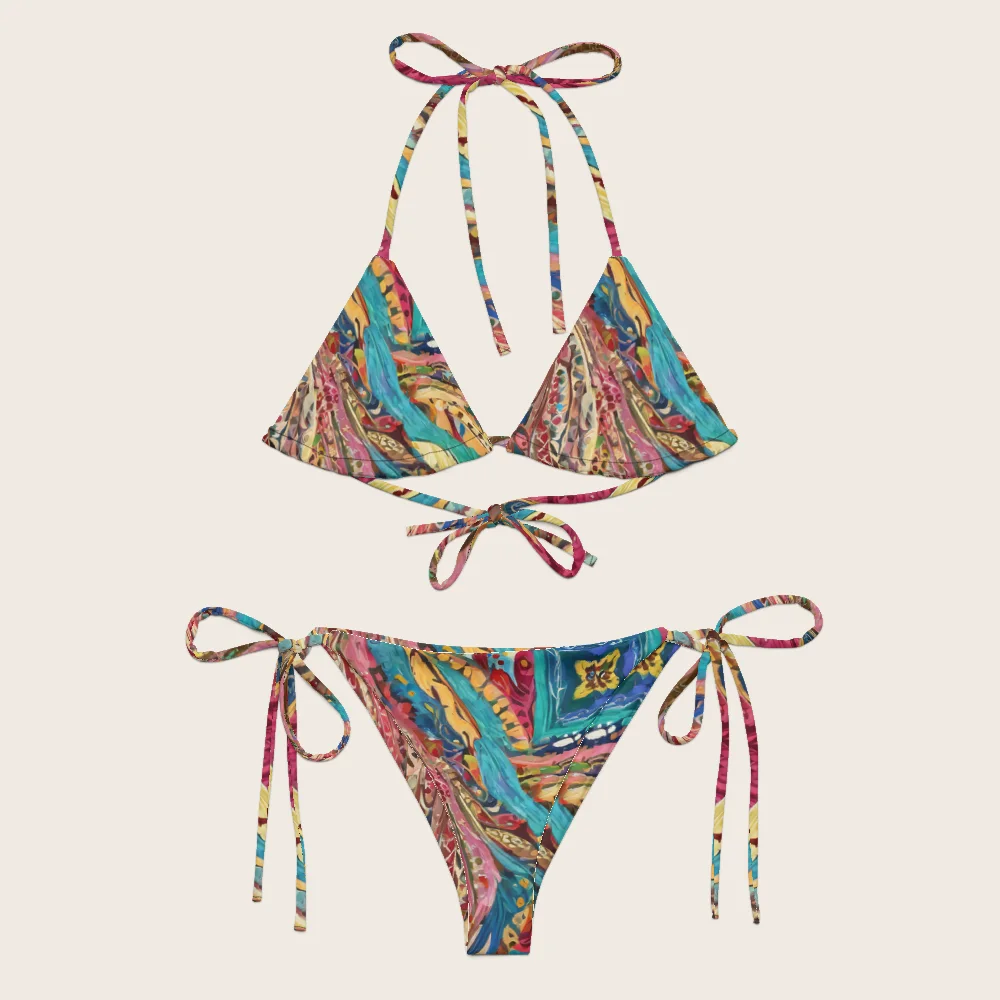 String Bikini on model