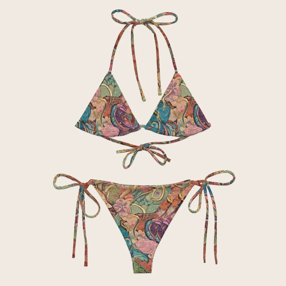 String Bikini on model