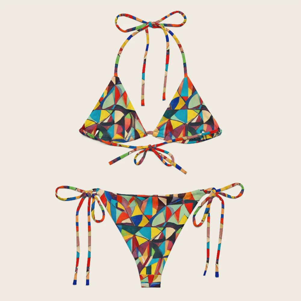 String Bikini on model
