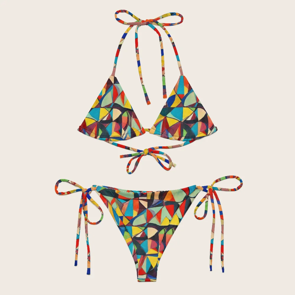 String Bikini on model