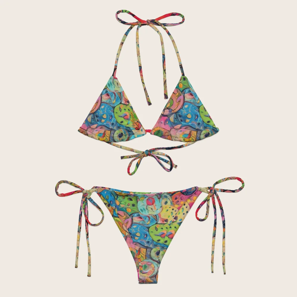 String Bikini on model