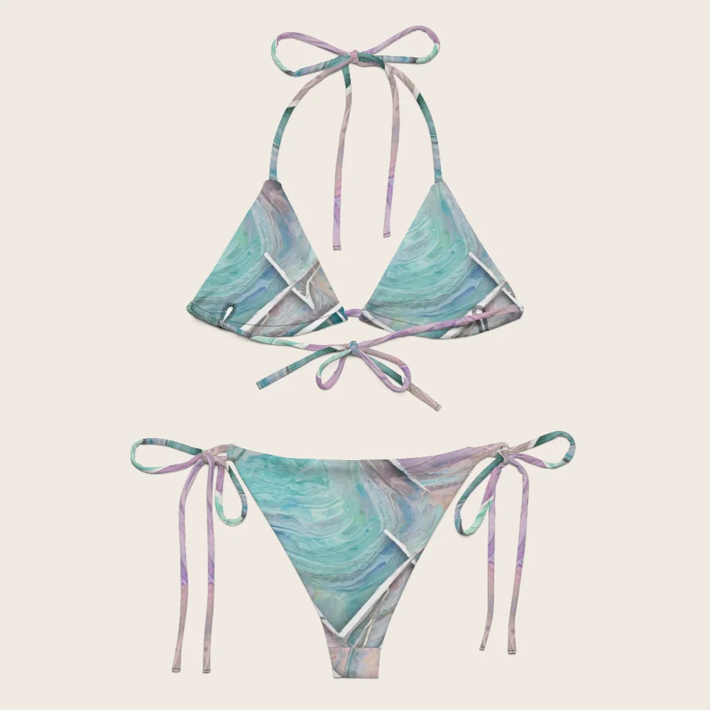 String Bikini on model