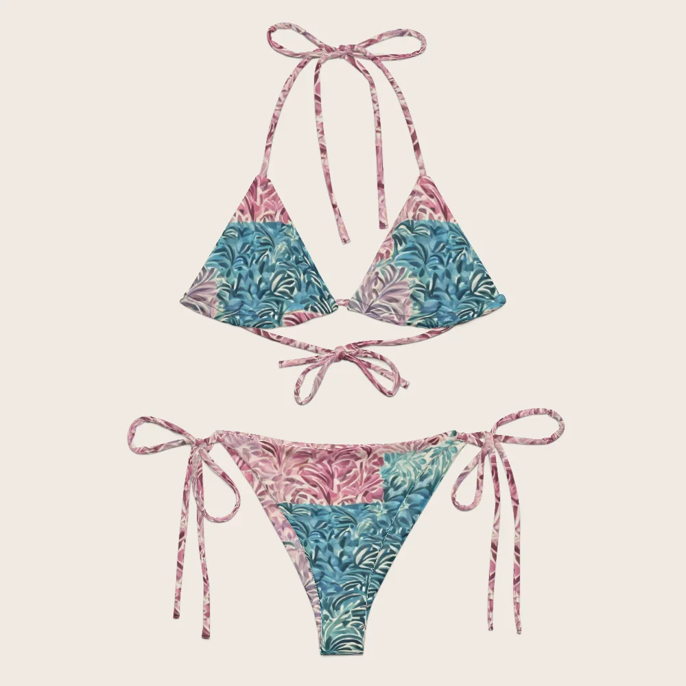 String Bikini on model