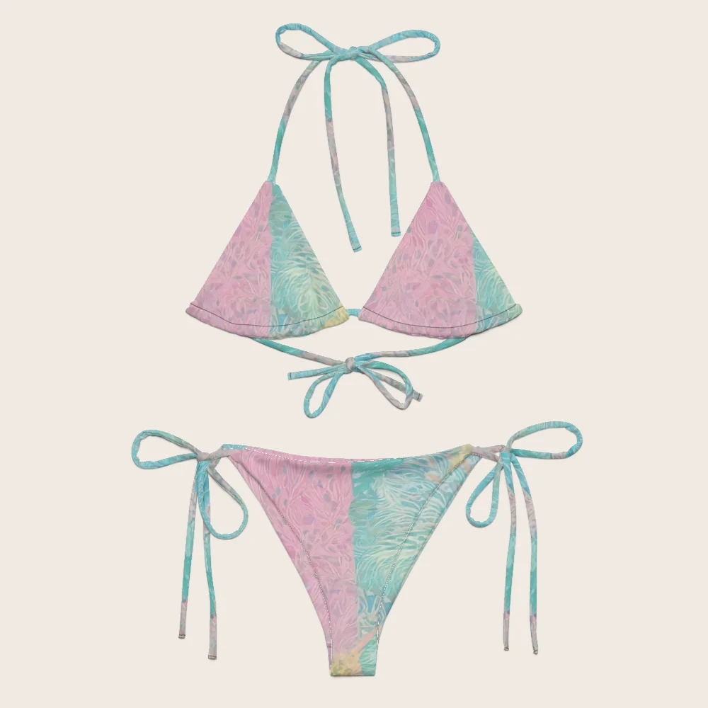 String Bikini on model