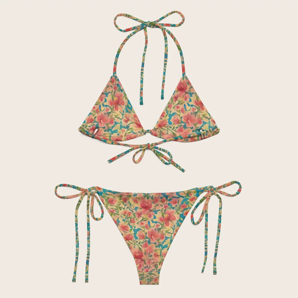 String Bikini on model