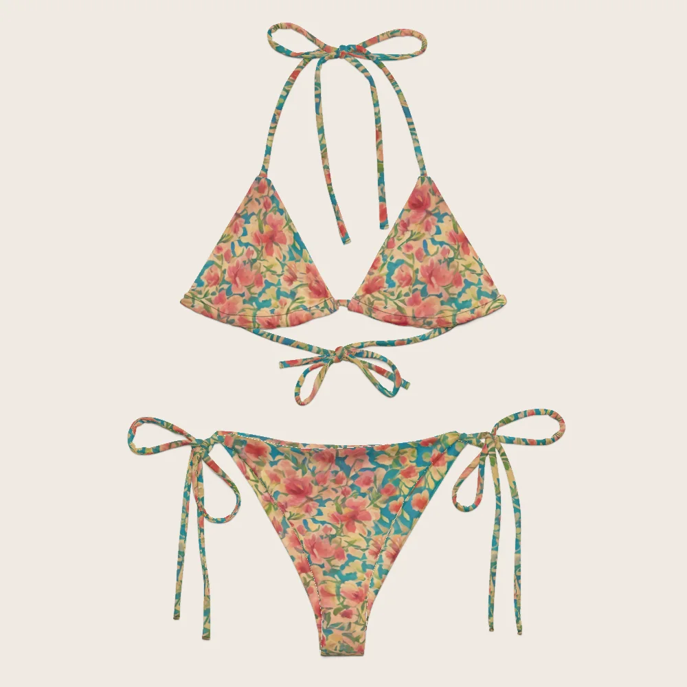 String Bikini on model