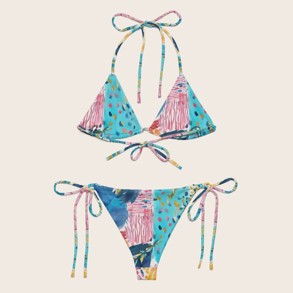 String Bikini on model