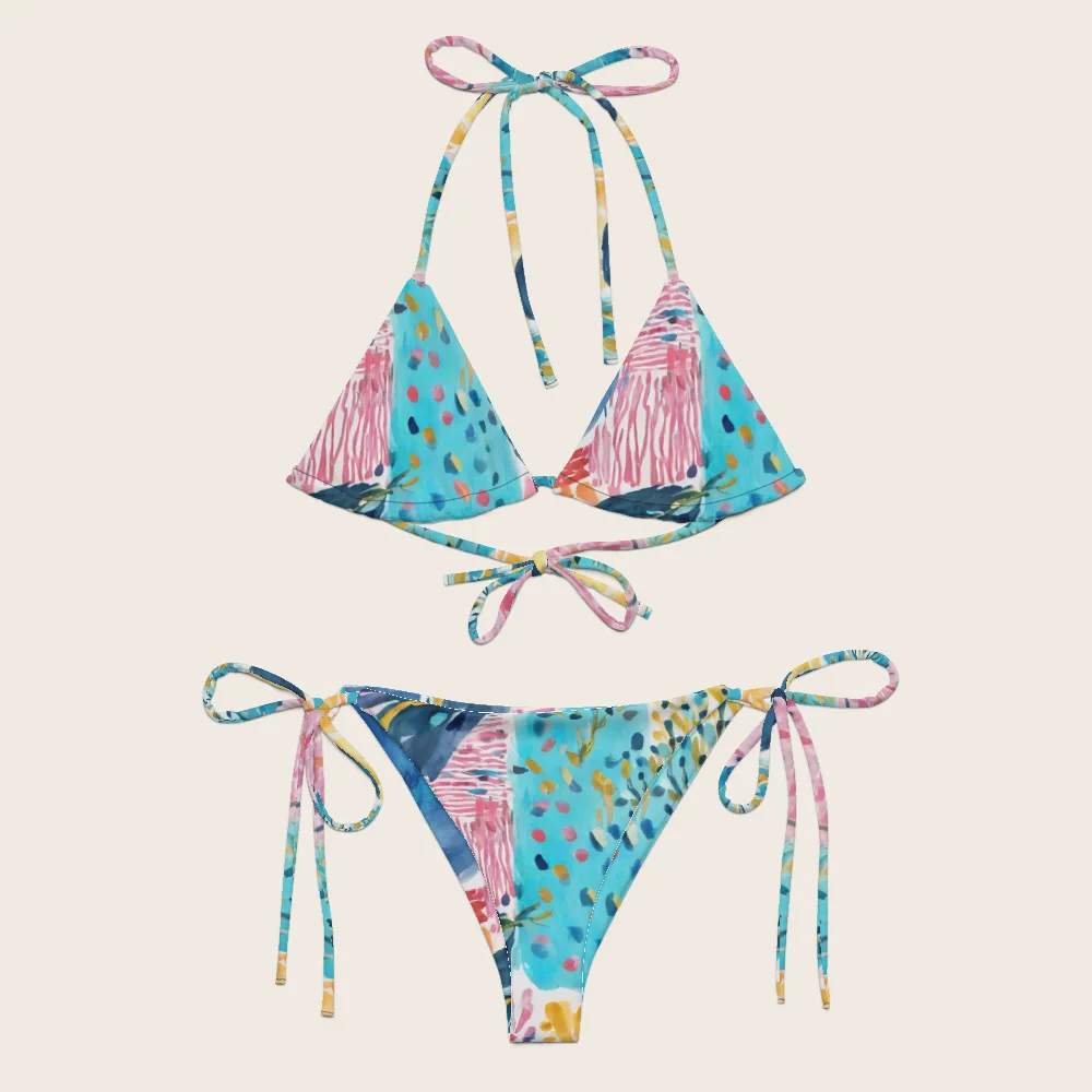 String Bikini on model