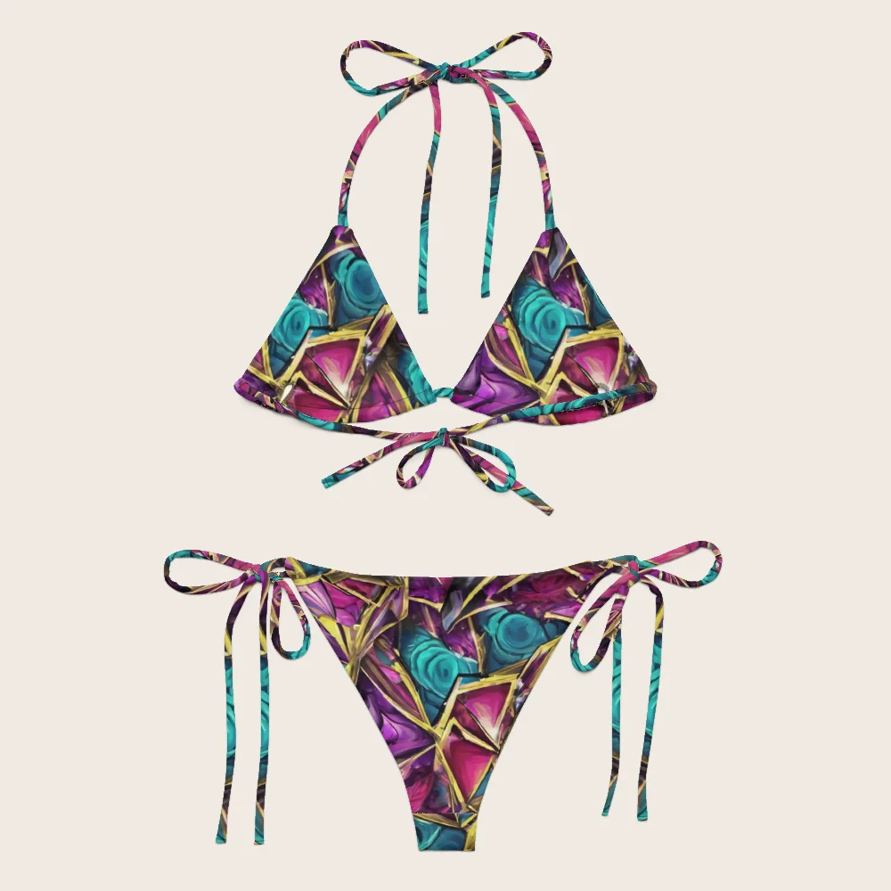 String Bikini on model