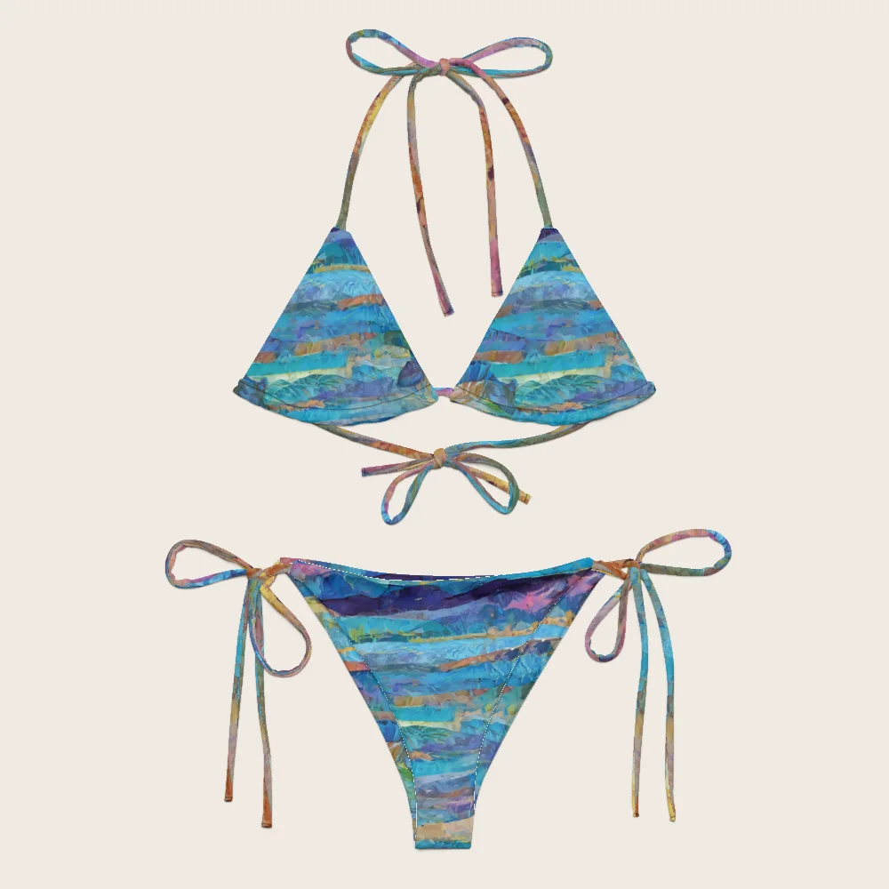 String Bikini on model