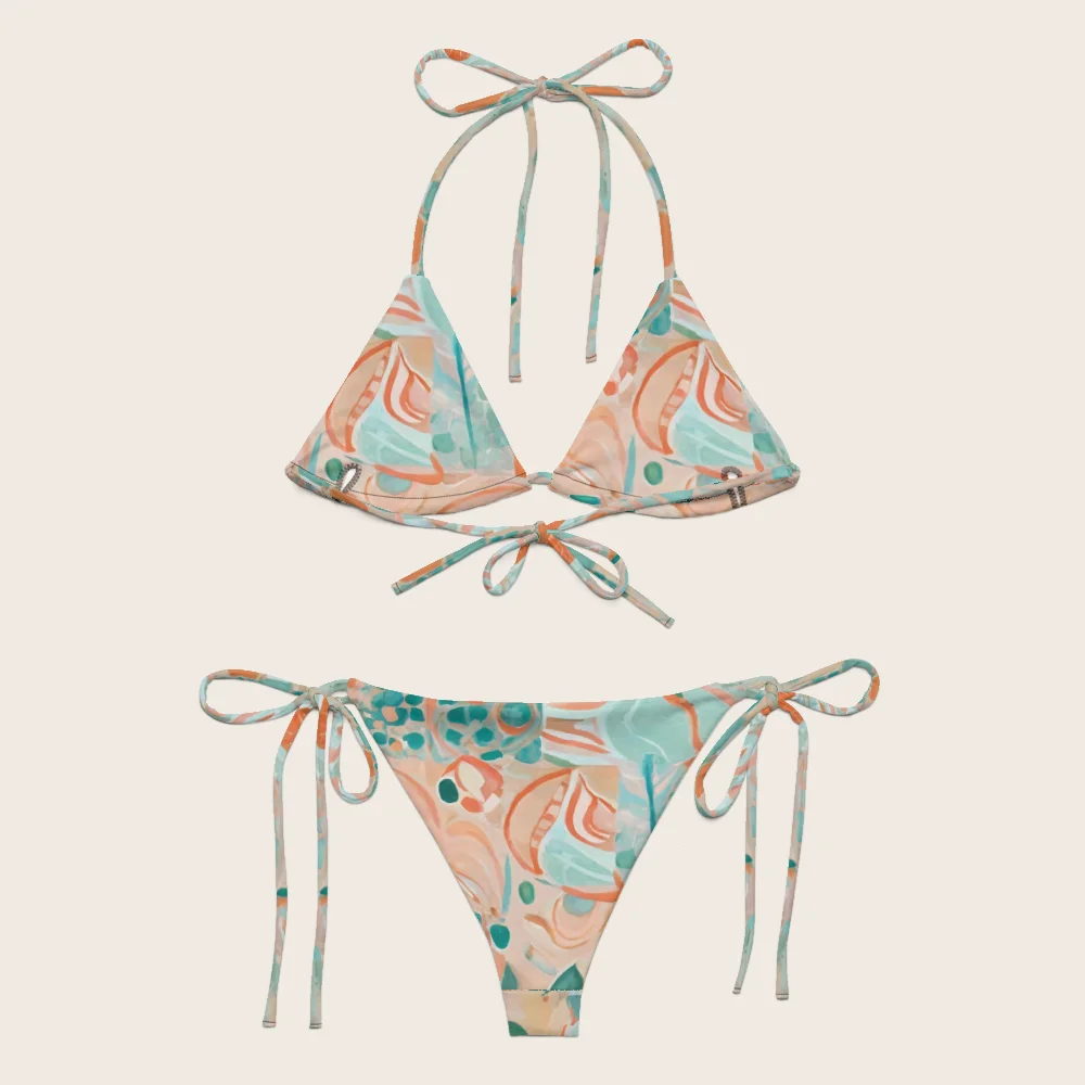 String Bikini on model