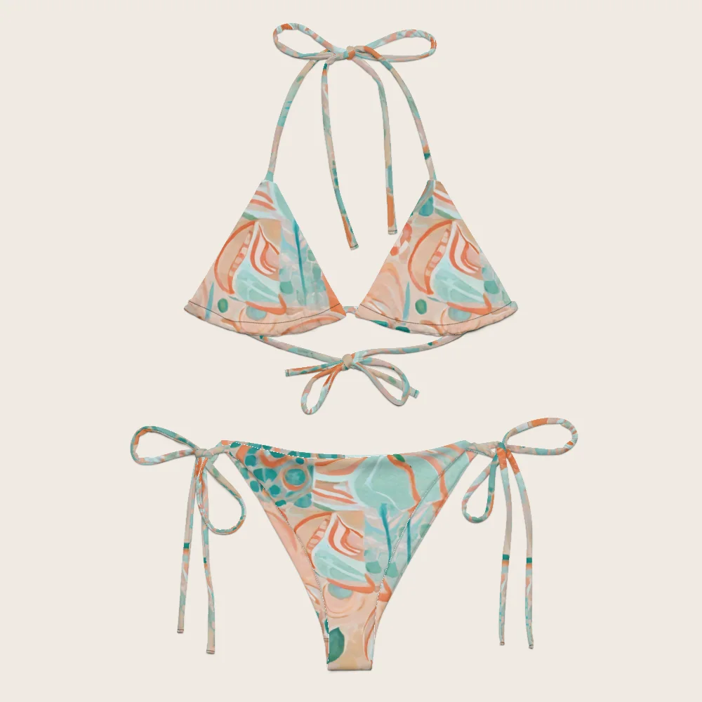 String Bikini on model