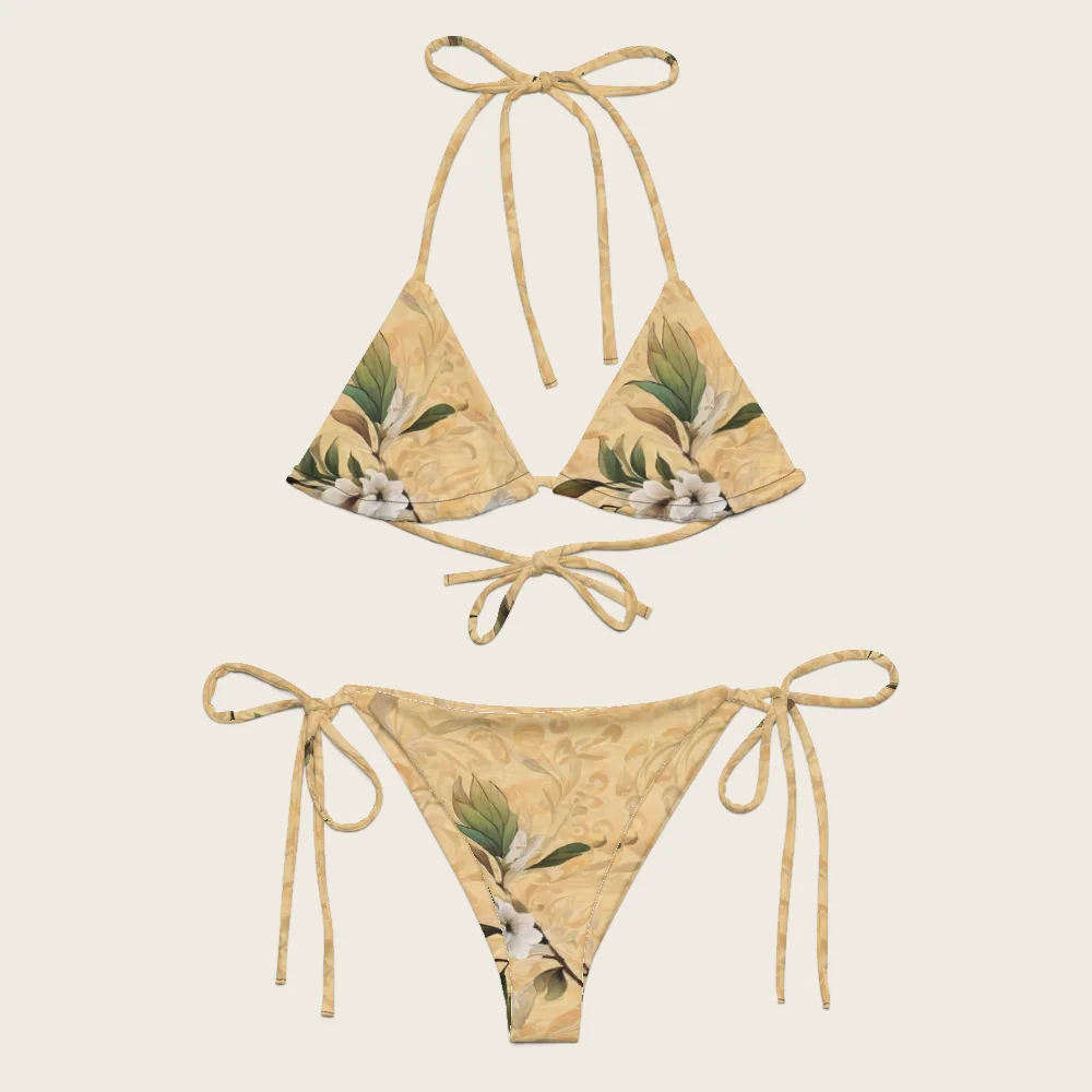 String Bikini on model
