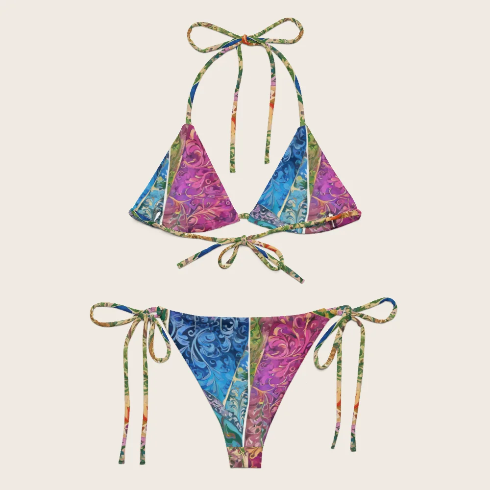 String Bikini on model