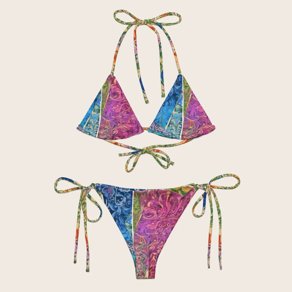 String Bikini on model