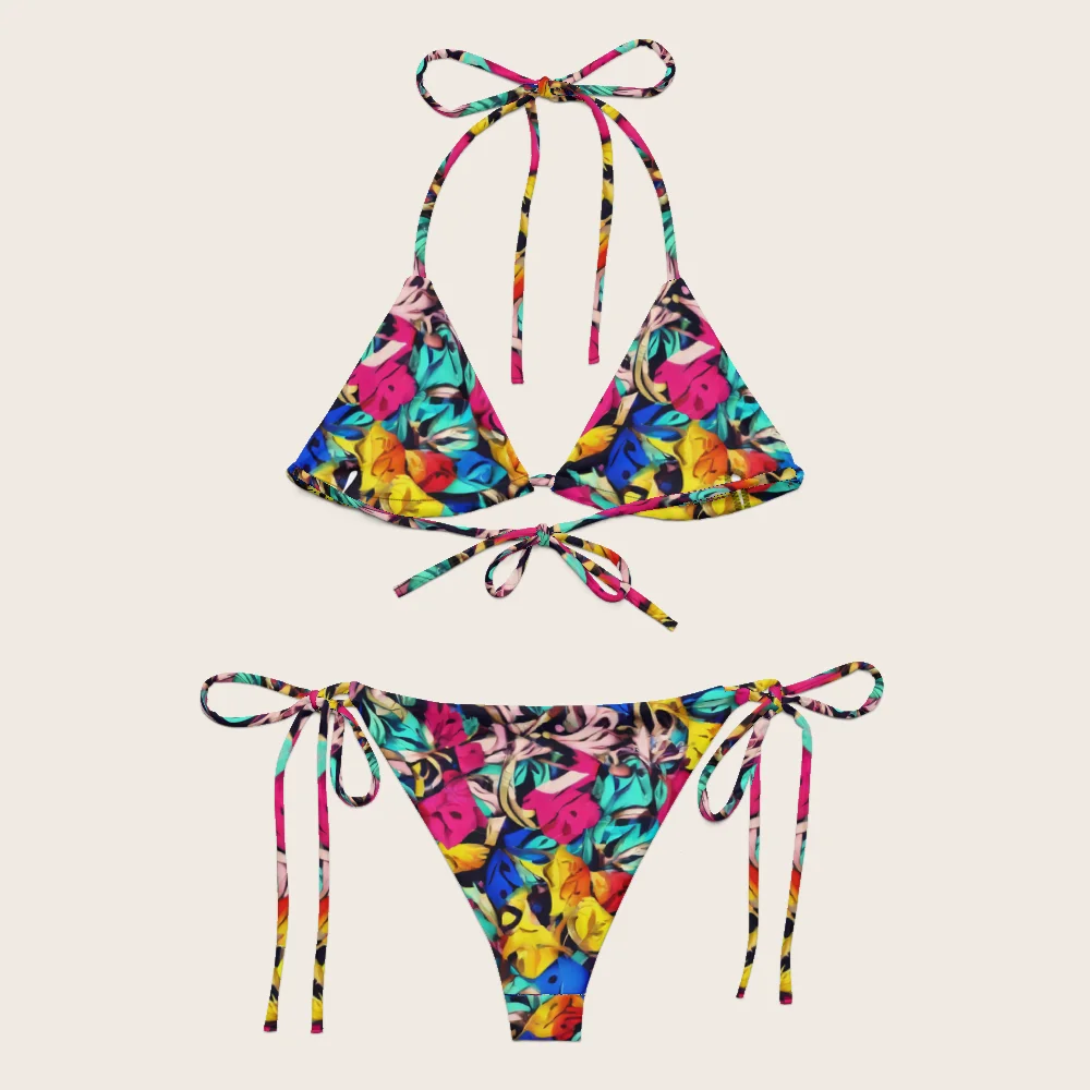 String Bikini on model