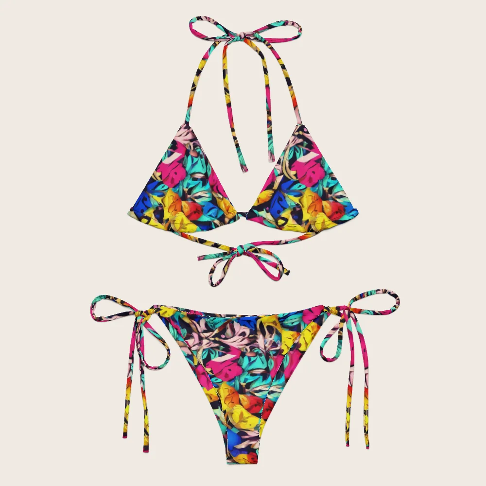 String Bikini on model
