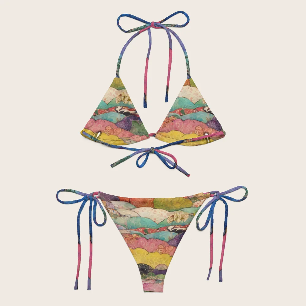 String Bikini on model