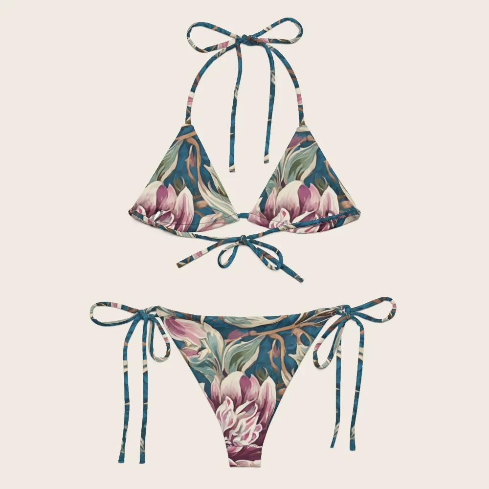 String Bikini on model