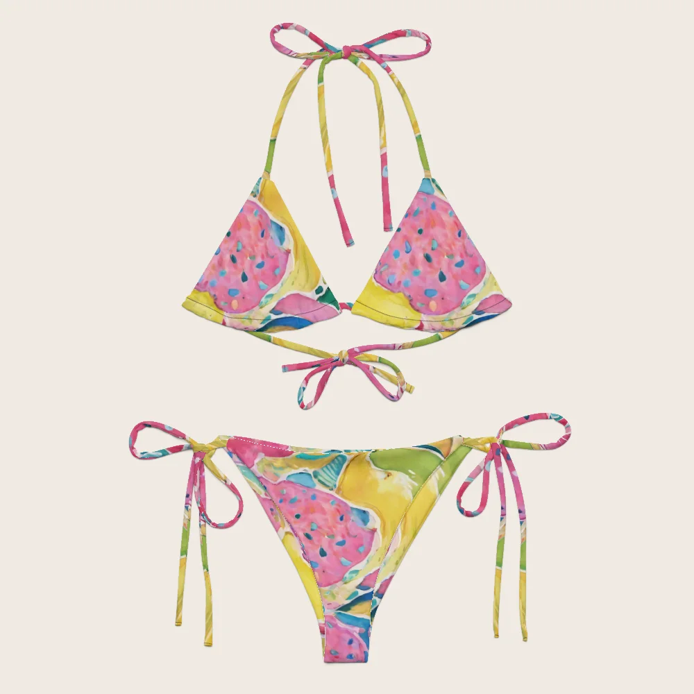 String Bikini on model