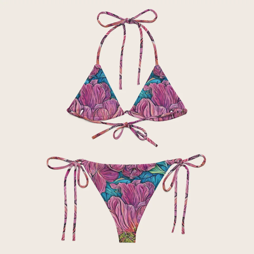 String Bikini on model