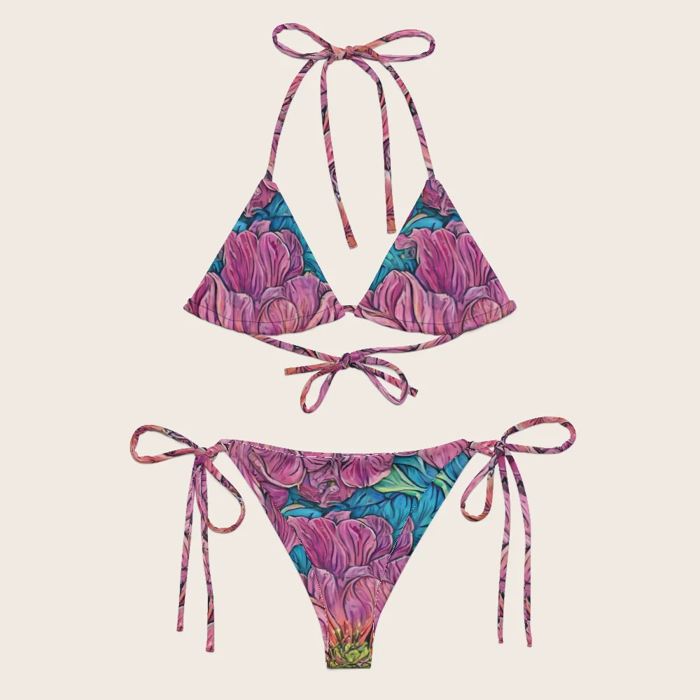 String Bikini on model