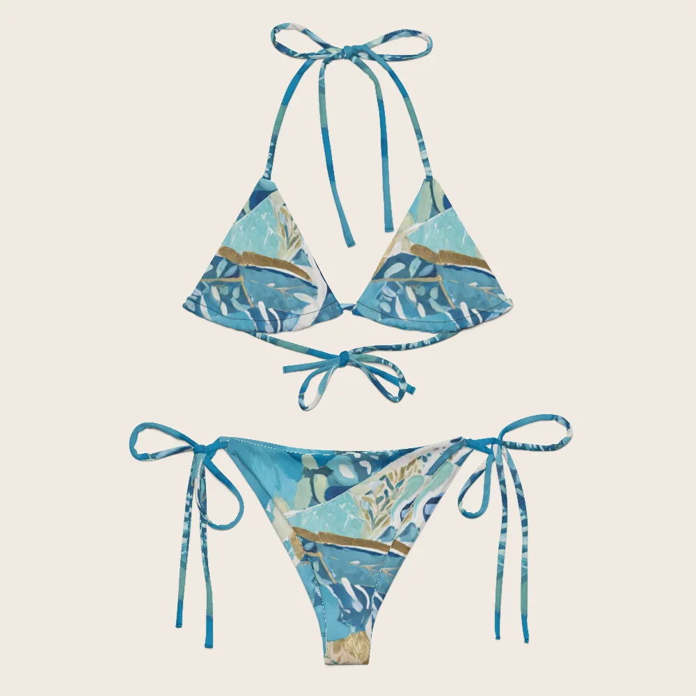 String Bikini on model