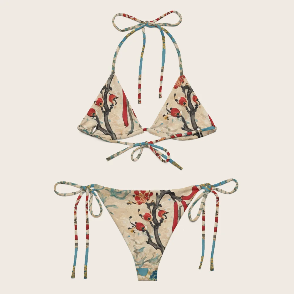 String Bikini on model