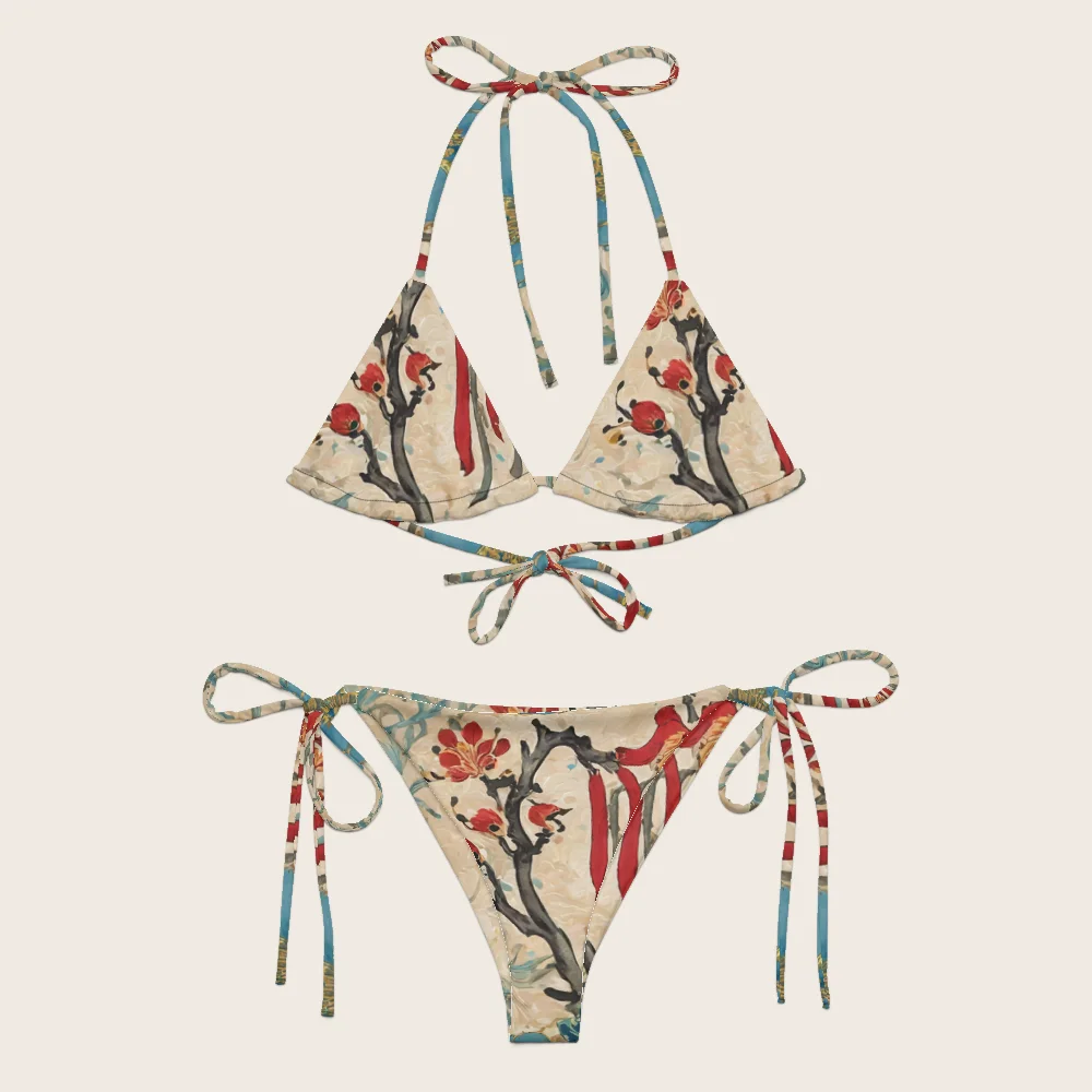 String Bikini on model