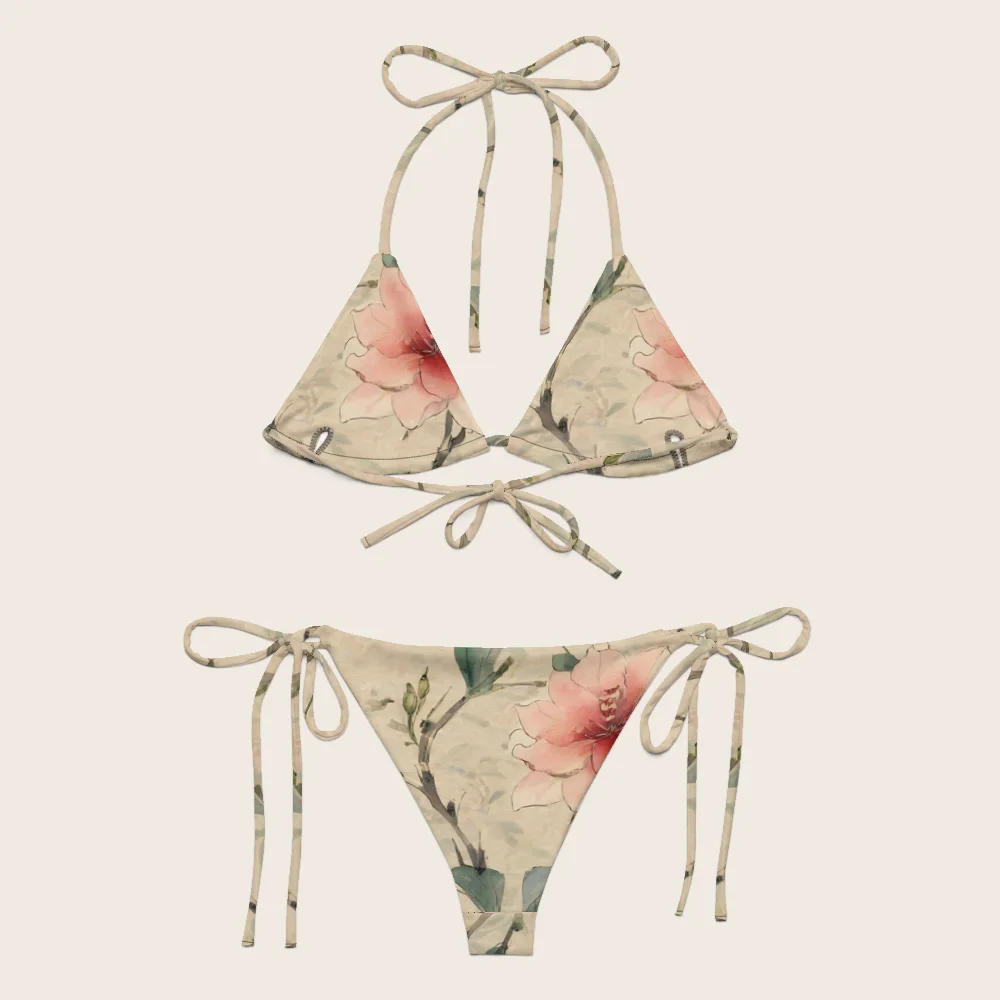 String Bikini on model