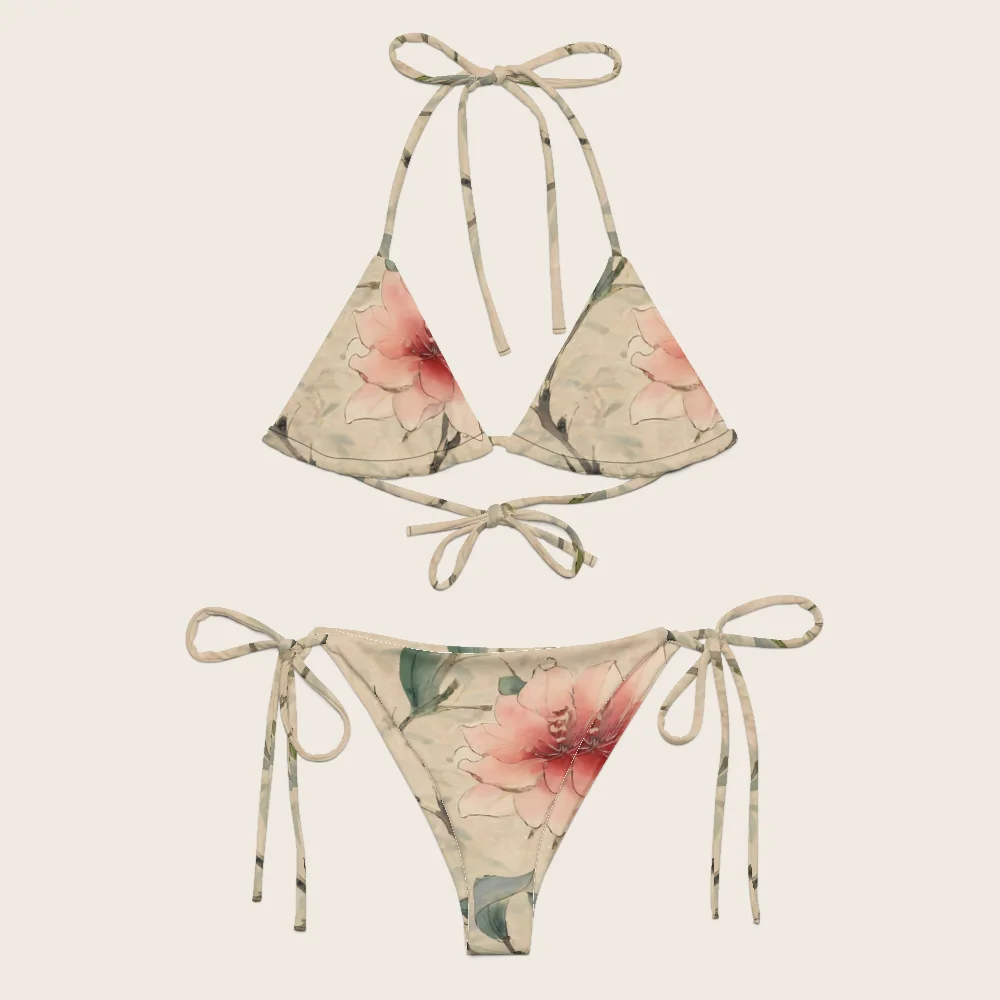 String Bikini on model