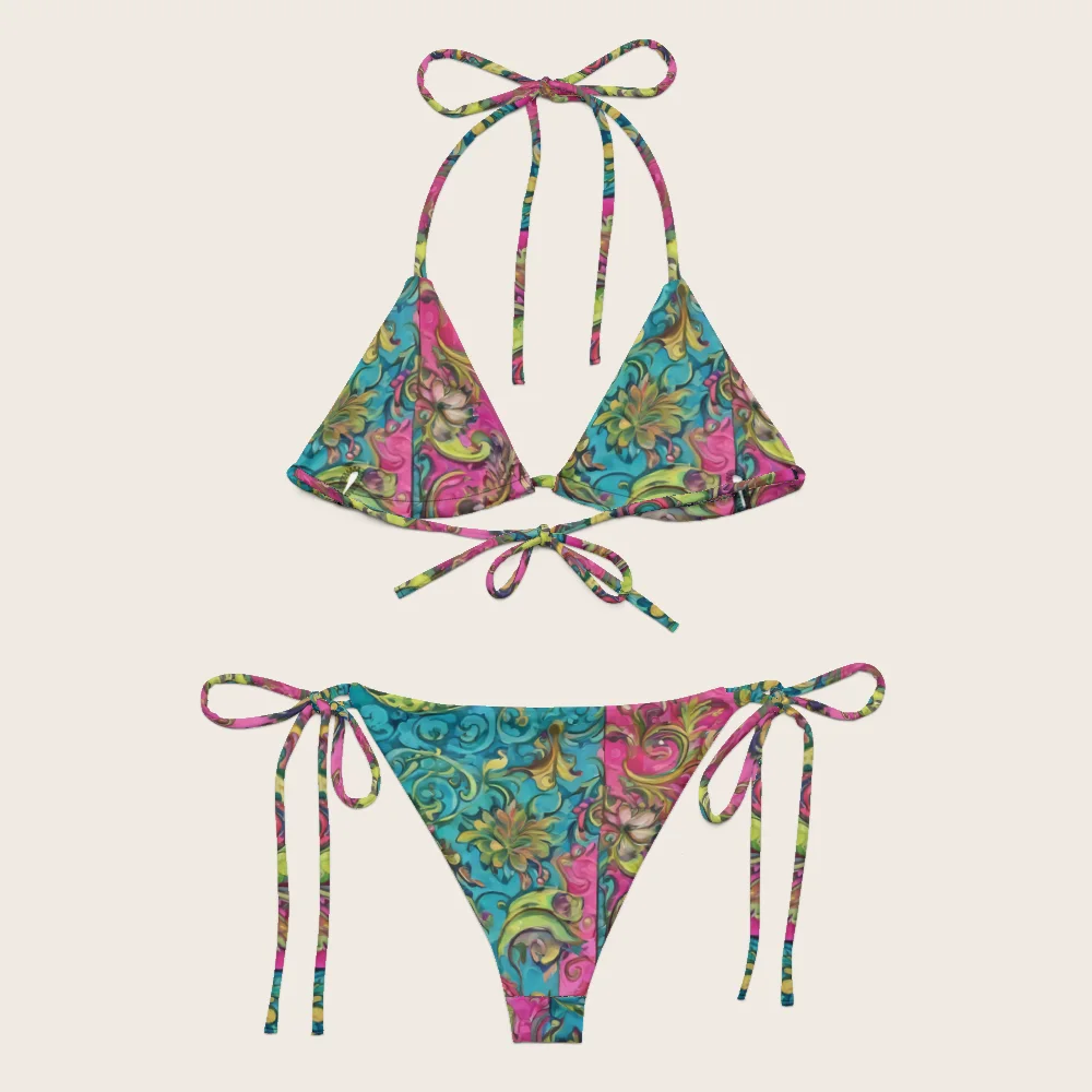 String Bikini on model