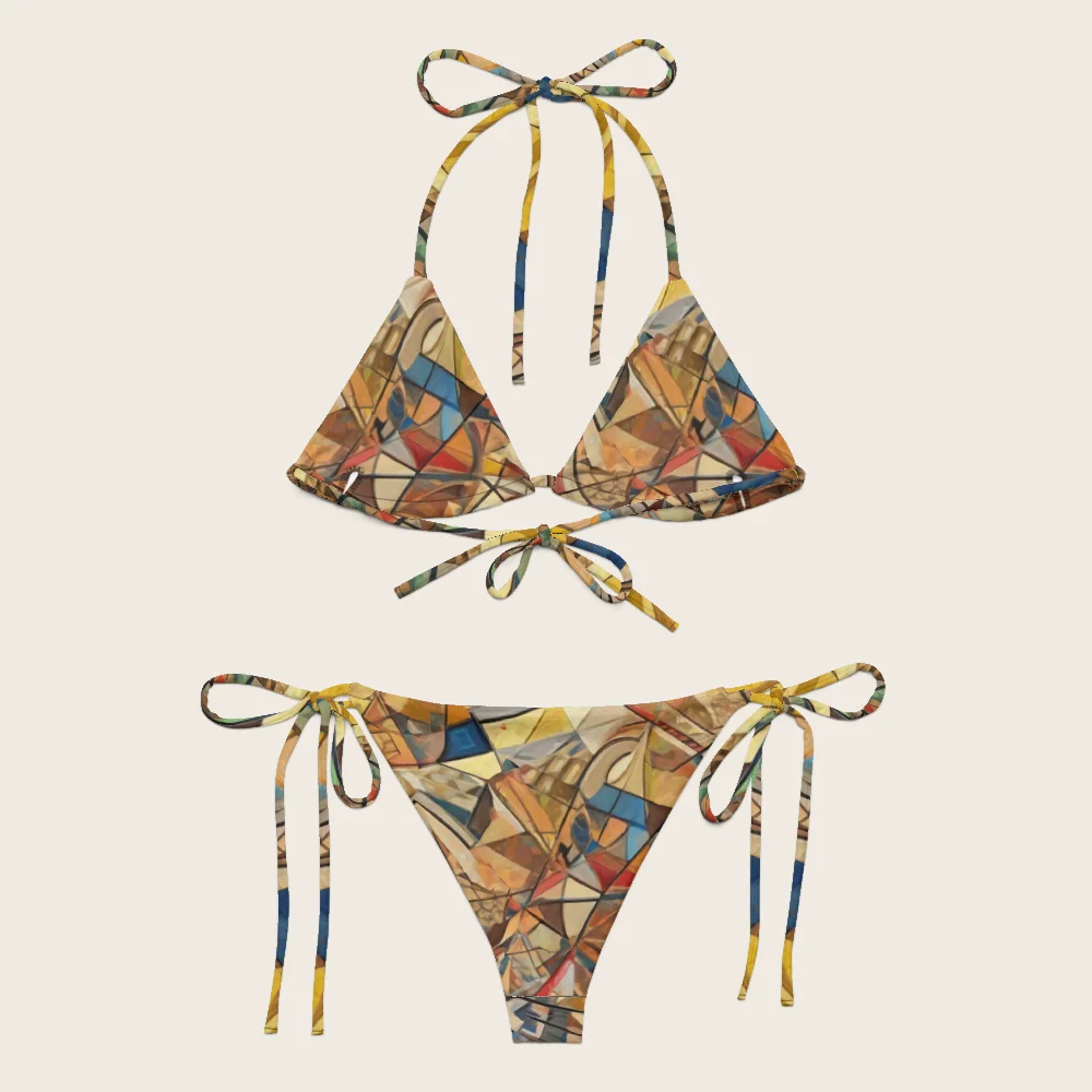 String Bikini on model