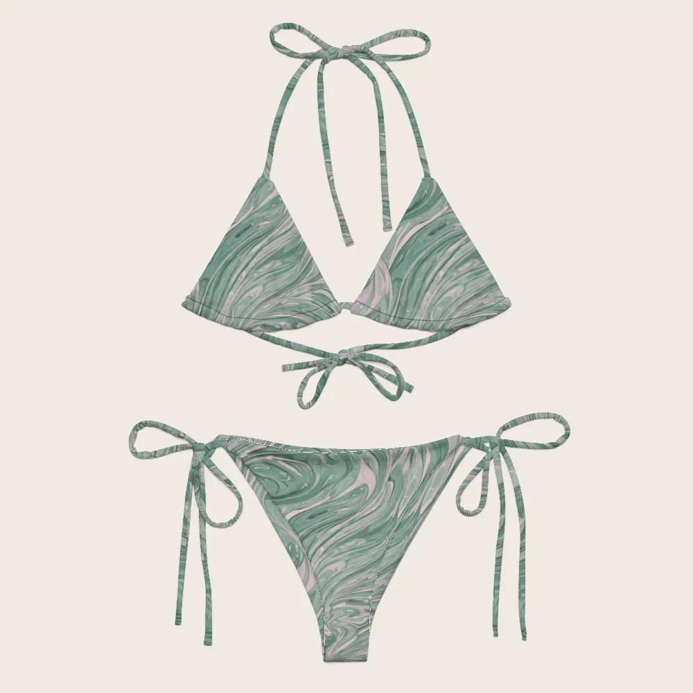 String Bikini on model